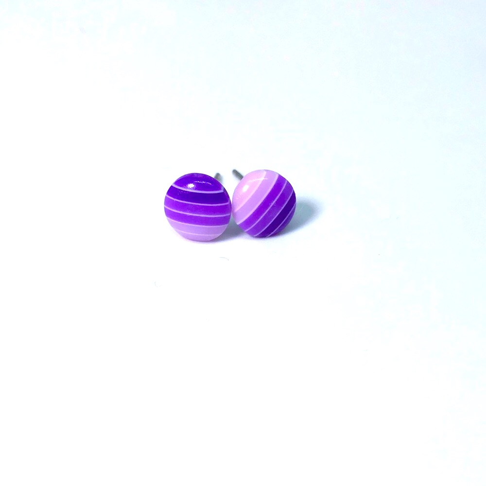 Purple Striped Minimalist Stud Earrings